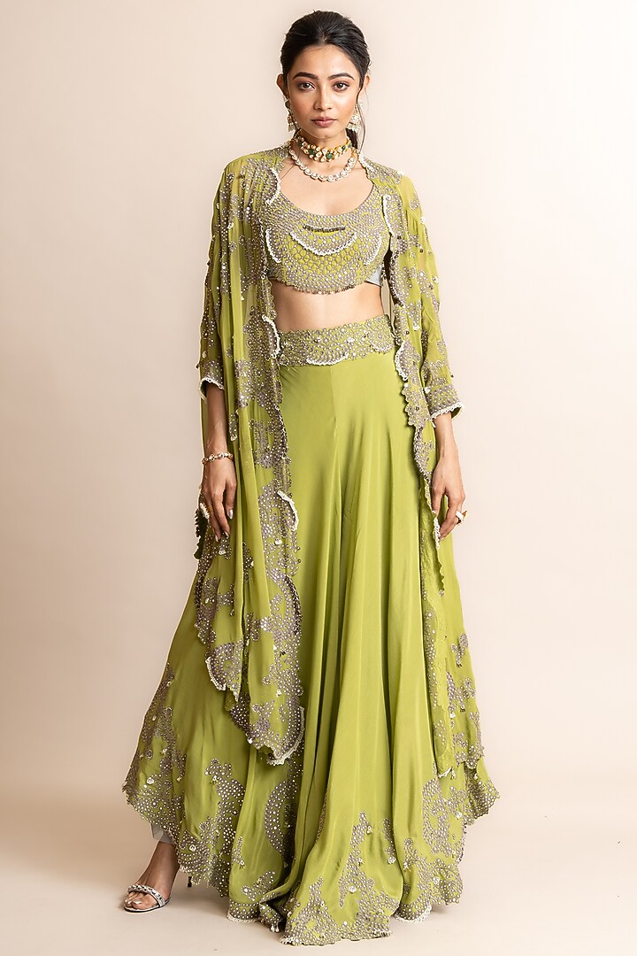 Pista Georgette Embroidered Cape Set by Nupur Kanoi at Pernia's Pop Up Shop