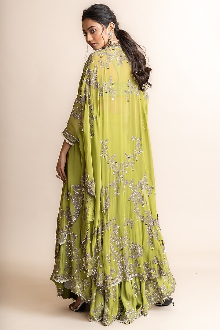 Pista Georgette Embroidered Cape Set by Nupur Kanoi at Pernia's Pop Up Shop