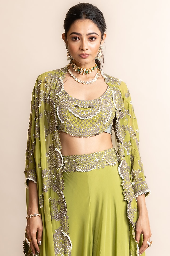 Pista Georgette Embroidered Cape Set by Nupur Kanoi at Pernia's Pop Up Shop