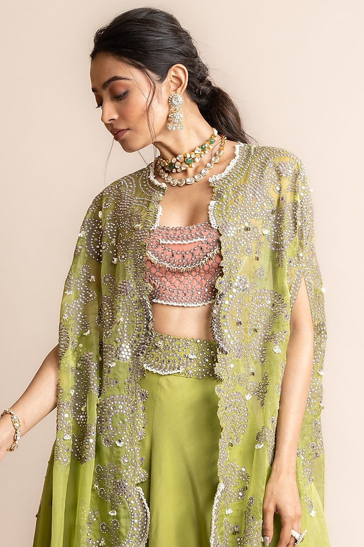Pista Crepe Hand Embroidered Bridal Sharara Set by Nupur Kanoi at Pernia's Pop Up Shop