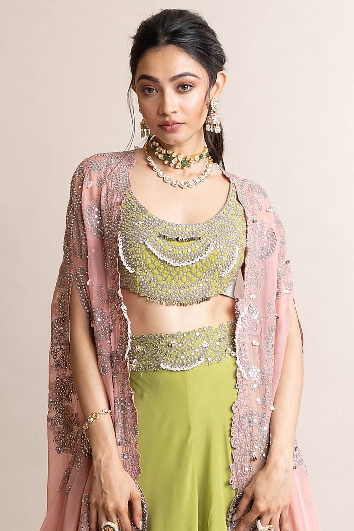 Pista Crepe Hand Embroidered Bridal Sharara Set by Nupur Kanoi at Pernia's Pop Up Shop