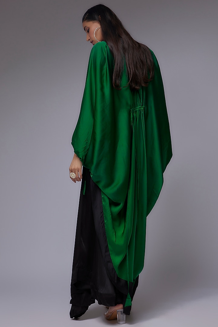 Black Crepe & Satin Skirt Set by Nupur Kanoi at Pernia's Pop Up Shop