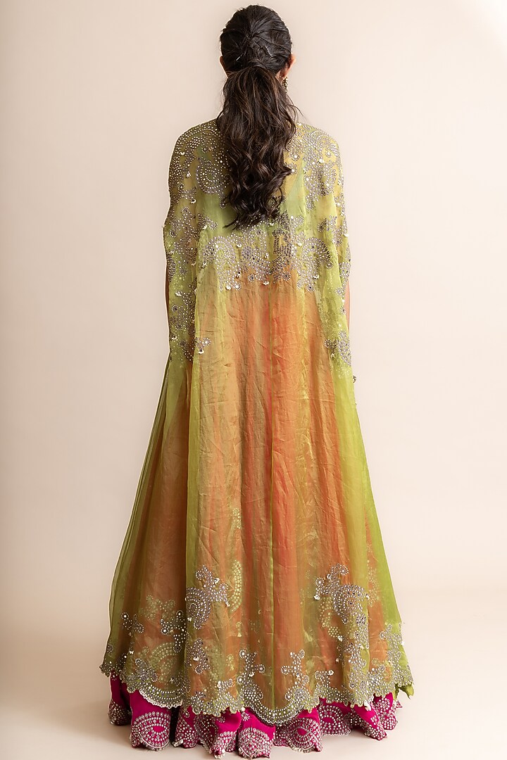 Fuchsia Silk Hand Embroidered Jacket Bridal Lehenga Set by Nupur Kanoi at Pernia's Pop Up Shop