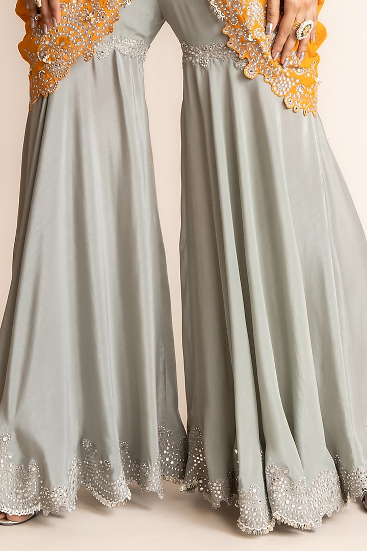 Grey Crepe Hand Embroidered Gharara Set by Nupur Kanoi at Pernia's Pop Up Shop