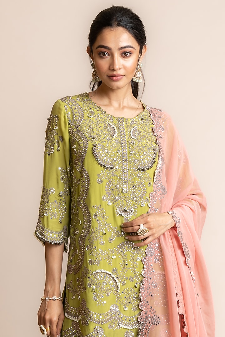 Pista Crepe Tiered Bridal Sharara Set by Nupur Kanoi at Pernia's Pop Up Shop