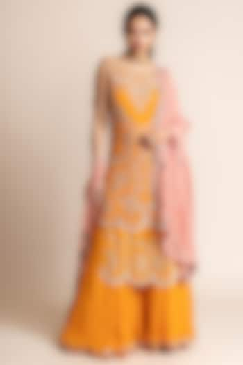 Orange Crepe Gharara Set by Nupur Kanoi at Pernia's Pop Up Shop