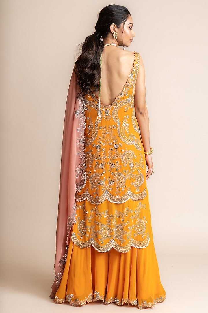 Orange Crepe Gharara Set by Nupur Kanoi at Pernia's Pop Up Shop