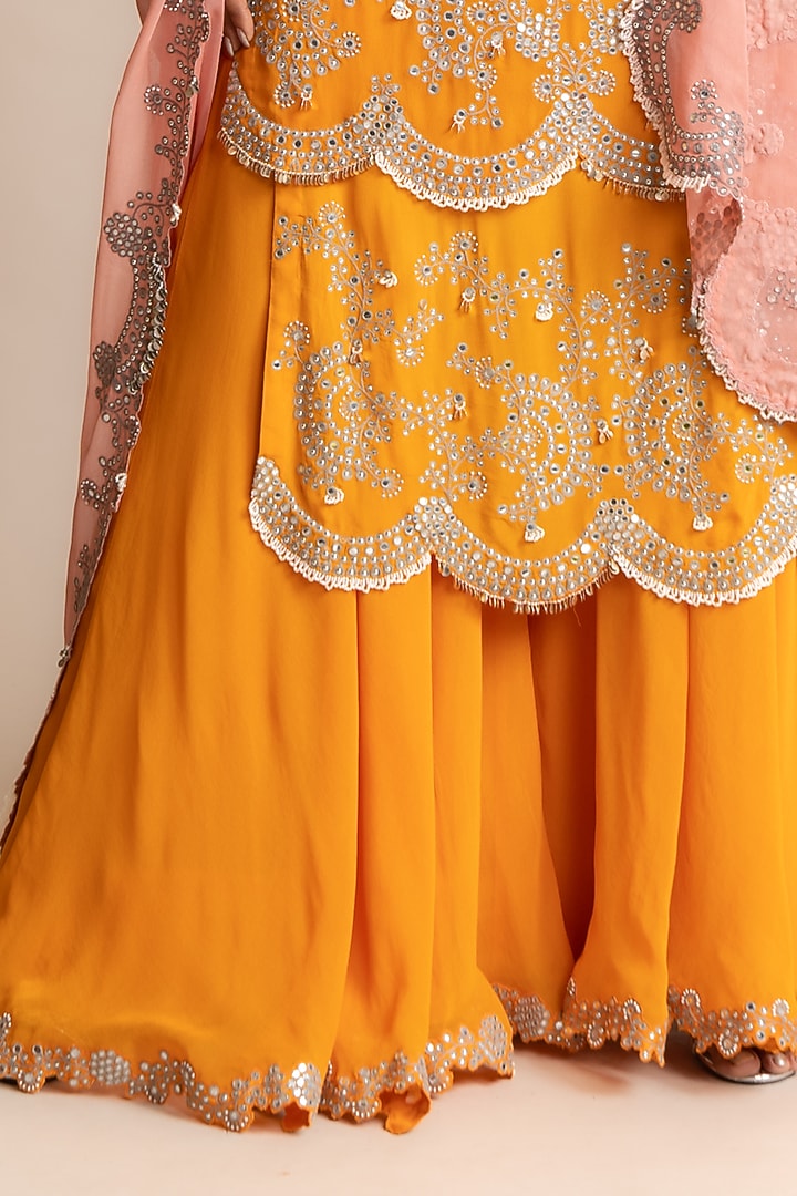 Orange Crepe Gharara Set by Nupur Kanoi at Pernia's Pop Up Shop