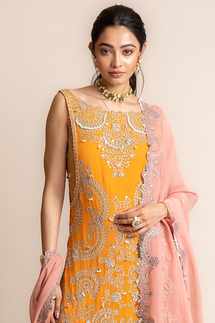 Orange Crepe Gharara Set by Nupur Kanoi at Pernia's Pop Up Shop