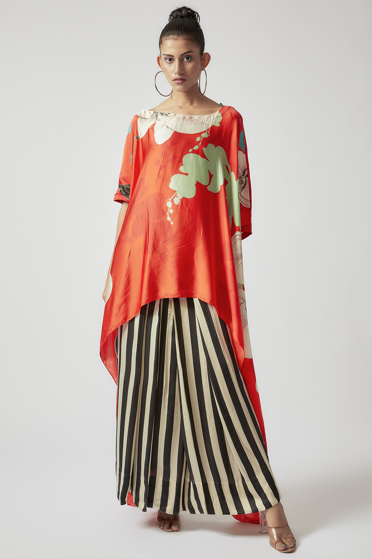 Tangerine Crepe Digital Printed Co-Ord Set by Nupur Kanoi at Pernia's Pop Up Shop