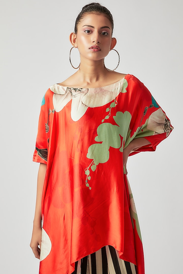 Tangerine Crepe Digital Printed Co-Ord Set by Nupur Kanoi at Pernia's Pop Up Shop