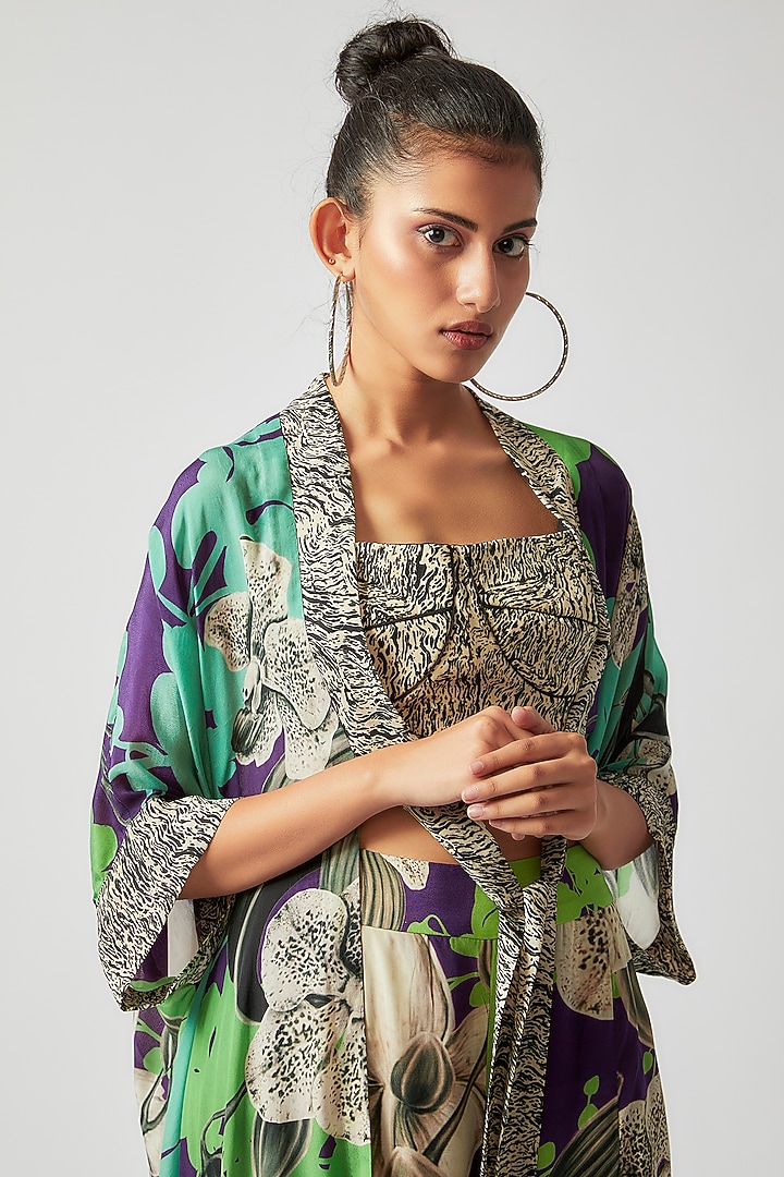 Aubergine Crepe Digital Printed Jacket Set by Nupur Kanoi at Pernia's Pop Up Shop