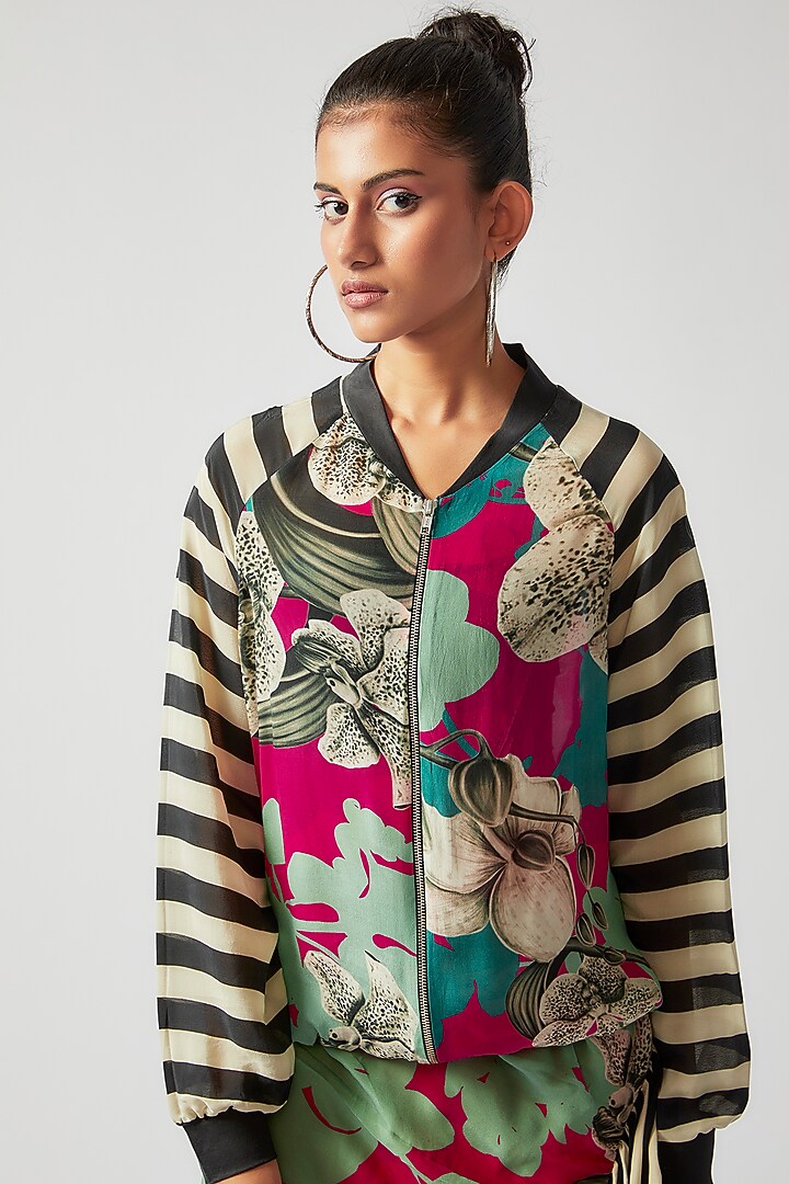 Magenta Crepe Digital Printed Skirt Set by Nupur Kanoi at Pernia's Pop Up Shop