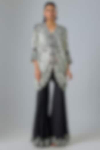 Black Crepe & Lycra Gharara Set by Nupur Kanoi at Pernia's Pop Up Shop