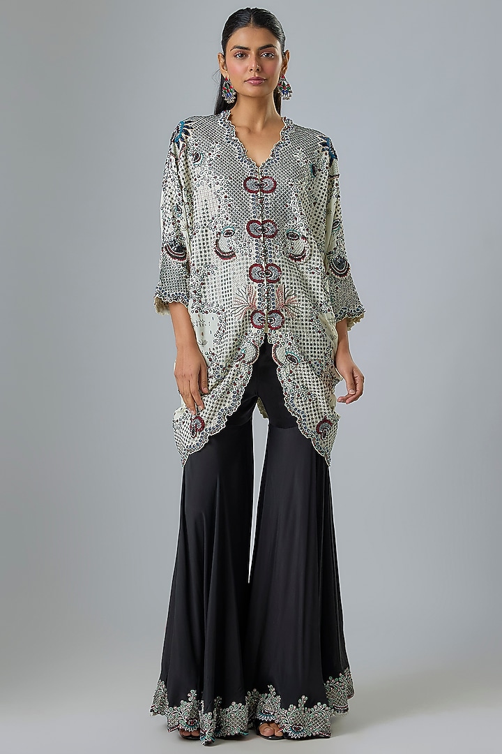 Black Crepe & Lycra Gharara Set by Nupur Kanoi at Pernia's Pop Up Shop