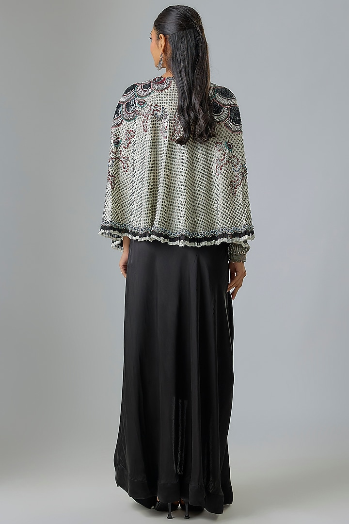 Black Satin Drawstring Skirt Set by Nupur Kanoi at Pernia's Pop Up Shop
