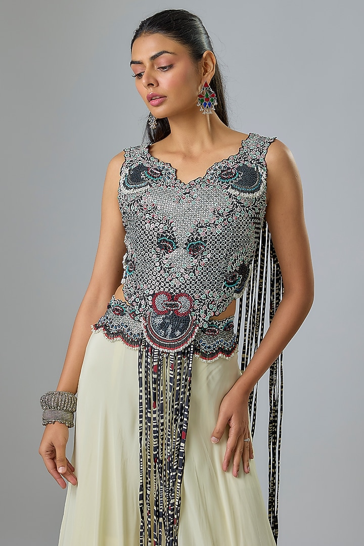 Black Crepe Hand Embroidered Bridal Sharara Set by Nupur Kanoi at Pernia's Pop Up Shop