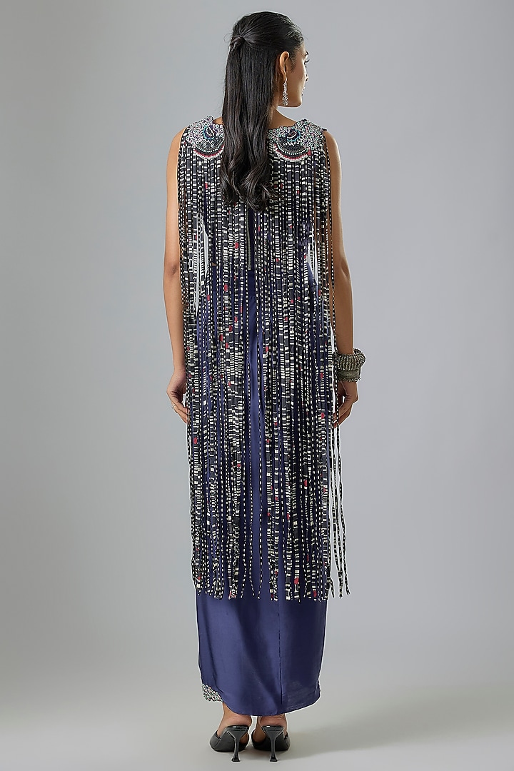 Navy Satin Skirt Set by Nupur Kanoi at Pernia's Pop Up Shop