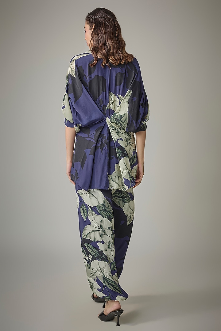 Navy Crepe Digital Printed Co-Ord Set by Nupur Kanoi at Pernia's Pop Up Shop