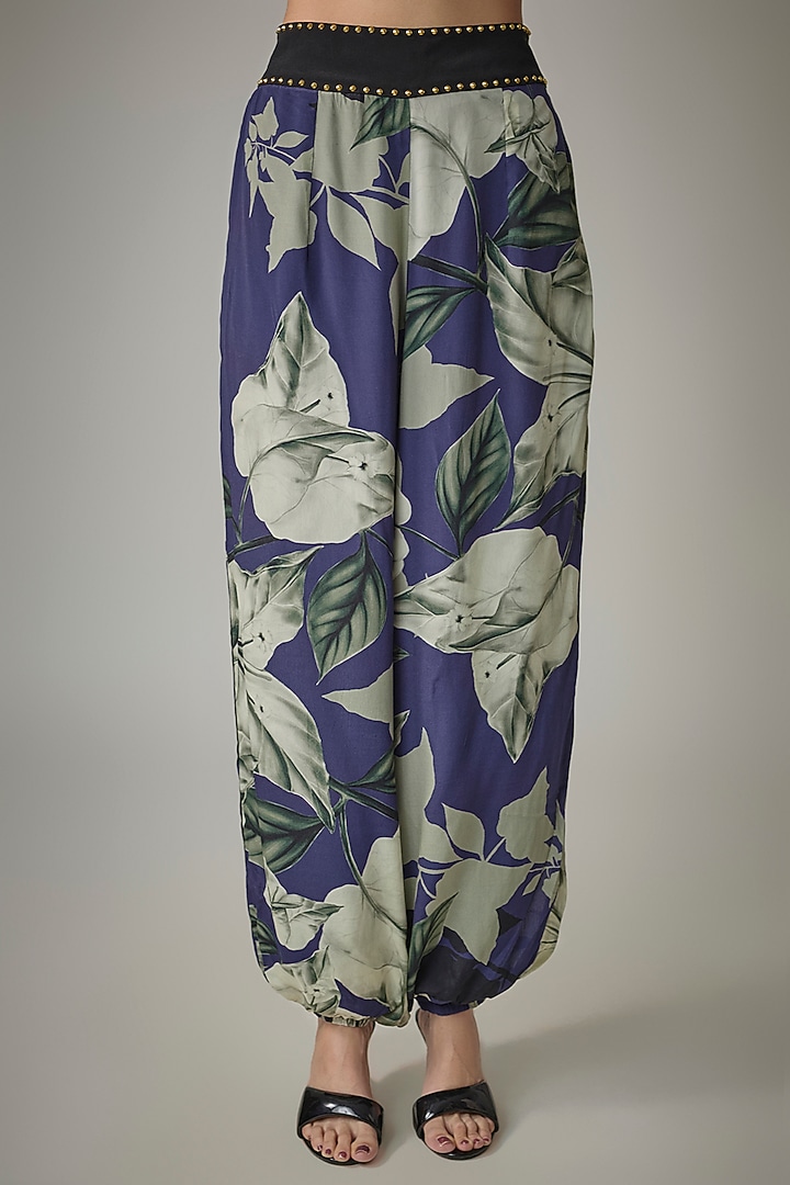 Navy Crepe Digital Printed Co-Ord Set by Nupur Kanoi at Pernia's Pop Up Shop