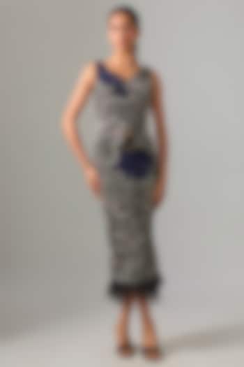 Silver & Black Crepe Skirt Set by Nupur Kanoi at Pernia's Pop Up Shop