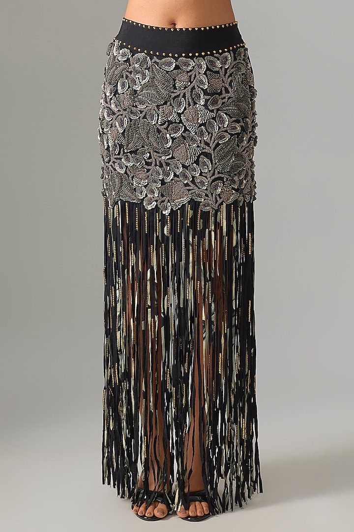 Silver & Black Crepe Skirt Set by Nupur Kanoi at Pernia's Pop Up Shop