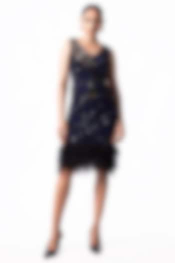 Navy Crepe Sequin Embroidered Pencil Skirt Set by Nupur Kanoi at Pernia's Pop Up Shop