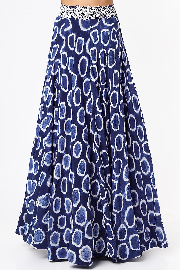 Navy Bemberg Crepe Poolka Dot Printed Wedding Lehenga Set by Nupur Kanoi at Pernia's Pop Up Shop