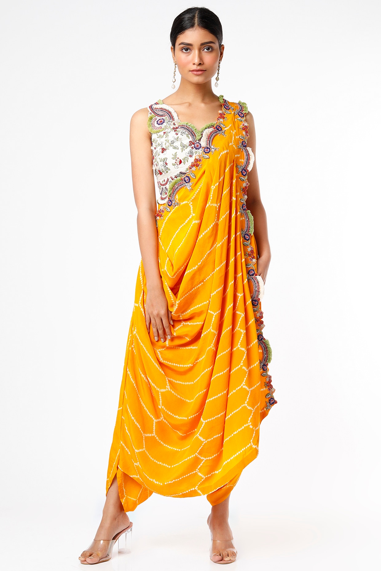 How To Drape Saree In Five Stylish Ways - Let Us Publish | Drape sarees,  Saree wearing styles, Dhoti saree