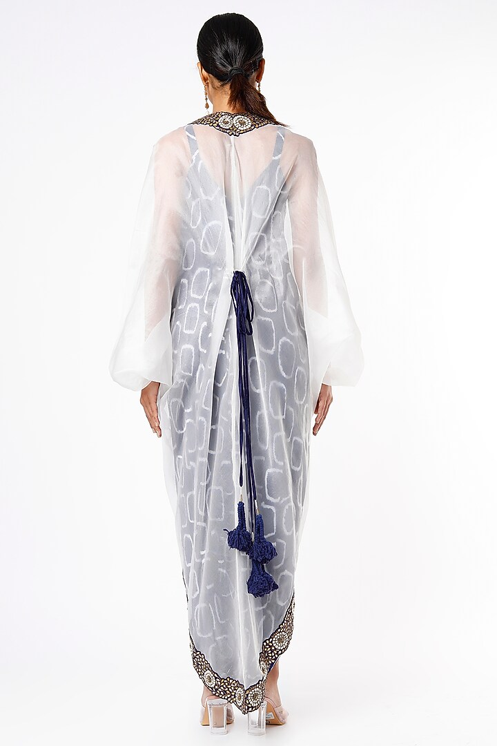 Navy Blue Printed Jumpsuit With Kite Top by Nupur Kanoi at Pernia's Pop Up Shop
