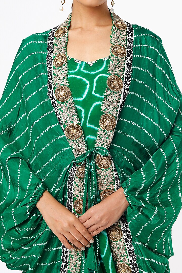 Emerald Green Crepe & Silk Printed Jacket Party Wear Dress
by Nupur Kanoi at Pernia's Pop Up Shop