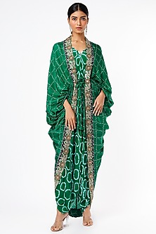 Emerald Green Printed Jumpsuit With Kite Top Design by Nupur Kanoi at ...