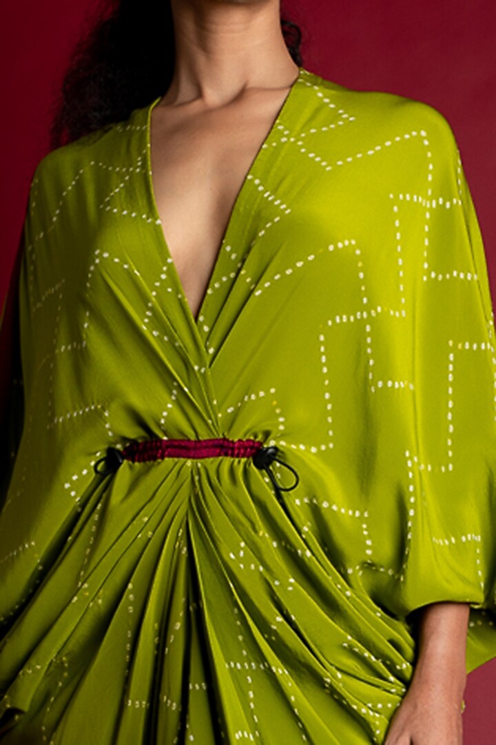 Pista Green Printed Kite Cocktail Dress by Nupur Kanoi at Pernia's Pop Up Shop