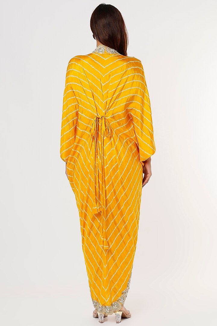 Mustard Crepe & Silk Zardosi Embroidered Jacket Party Wear Dress by Nupur Kanoi at Pernia's Pop Up Shop