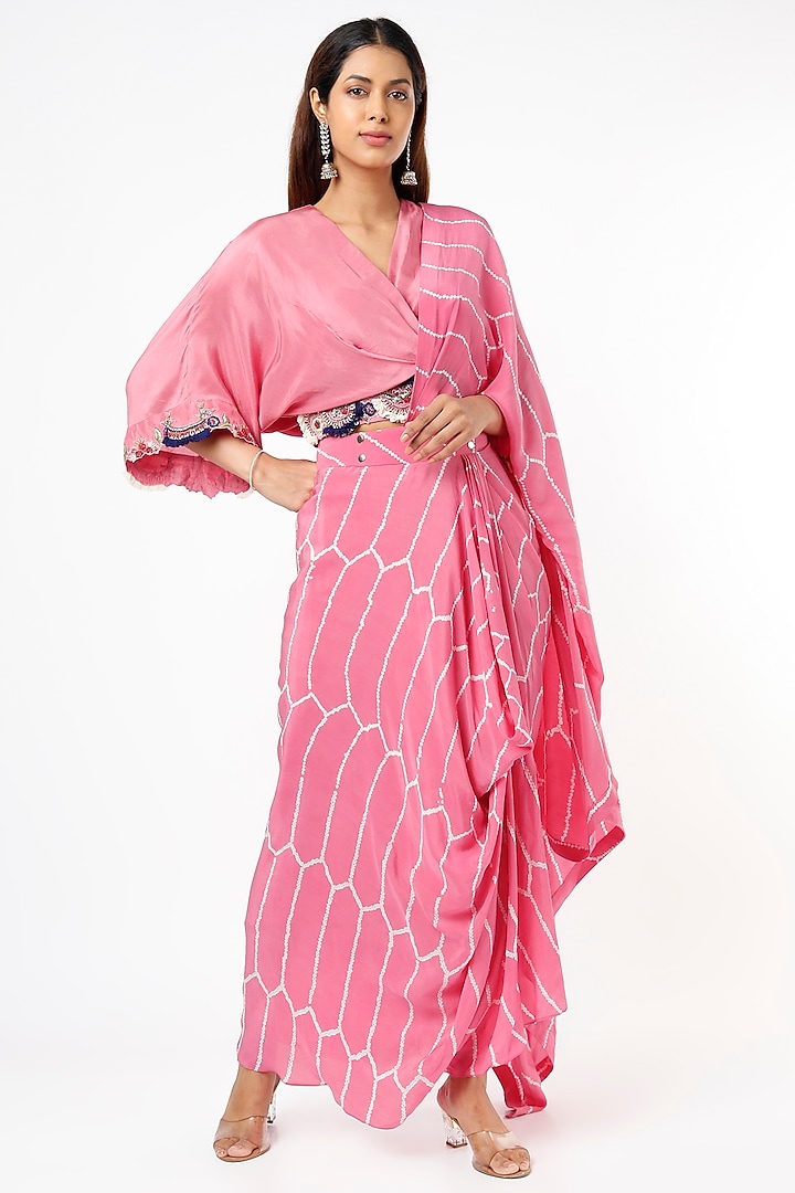 Pink Bemberg Crepe Skirt Set by Nupur Kanoi at Pernia's Pop Up Shop