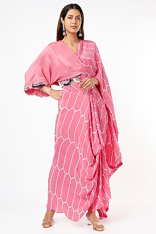 Pink Bemberg Crepe Skirt Set by Nupur Kanoi