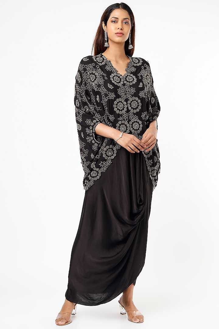 Black Kite Embroidered Skirt Set by Nupur Kanoi at Pernia's Pop Up Shop