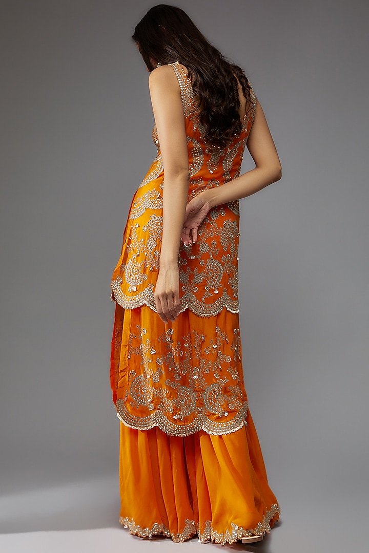 Orange Crepe Gharara Set by Nupur Kanoi at Pernia's Pop Up Shop