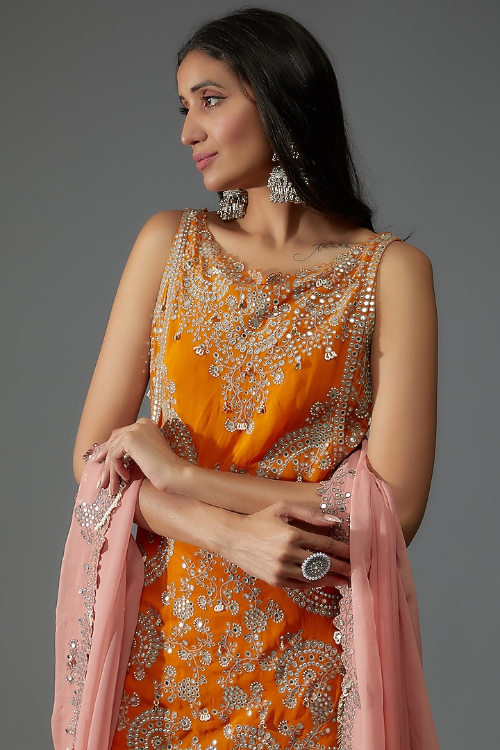 Orange Crepe Gharara Set by Nupur Kanoi at Pernia's Pop Up Shop