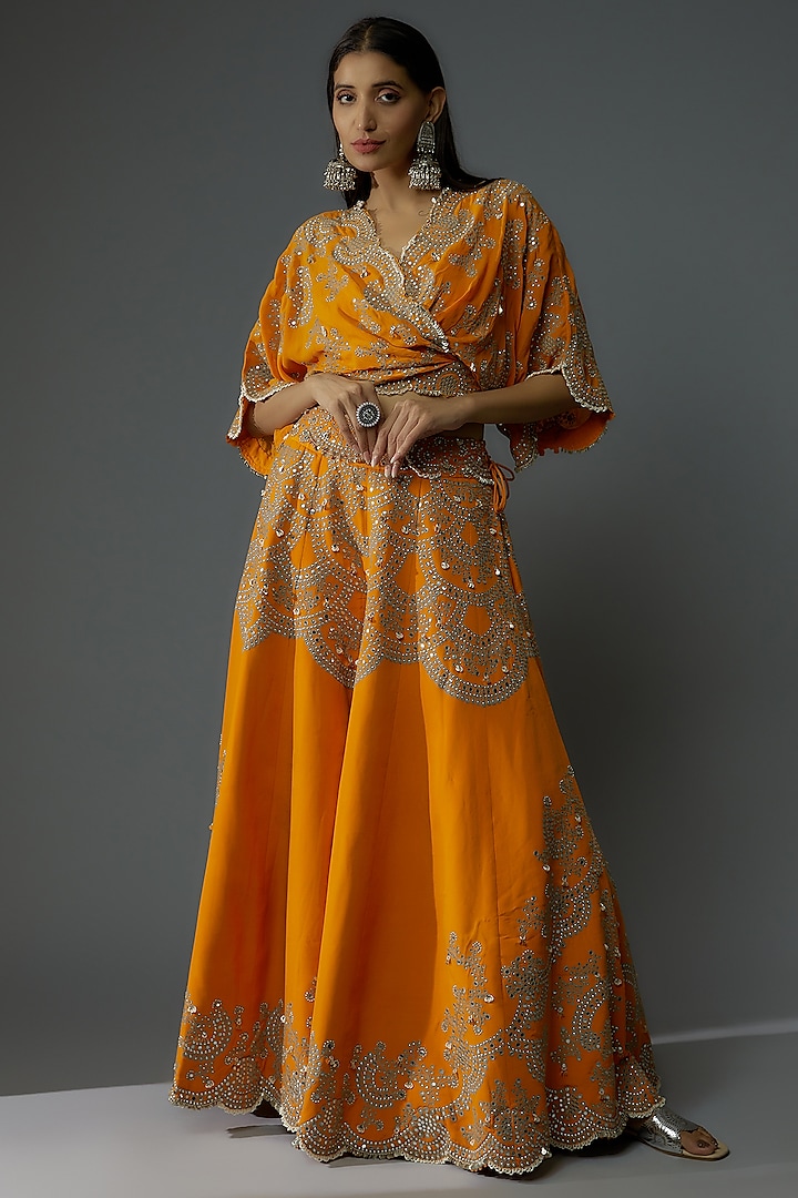 Orange Crepe Sharara Set by Nupur Kanoi at Pernia's Pop Up Shop