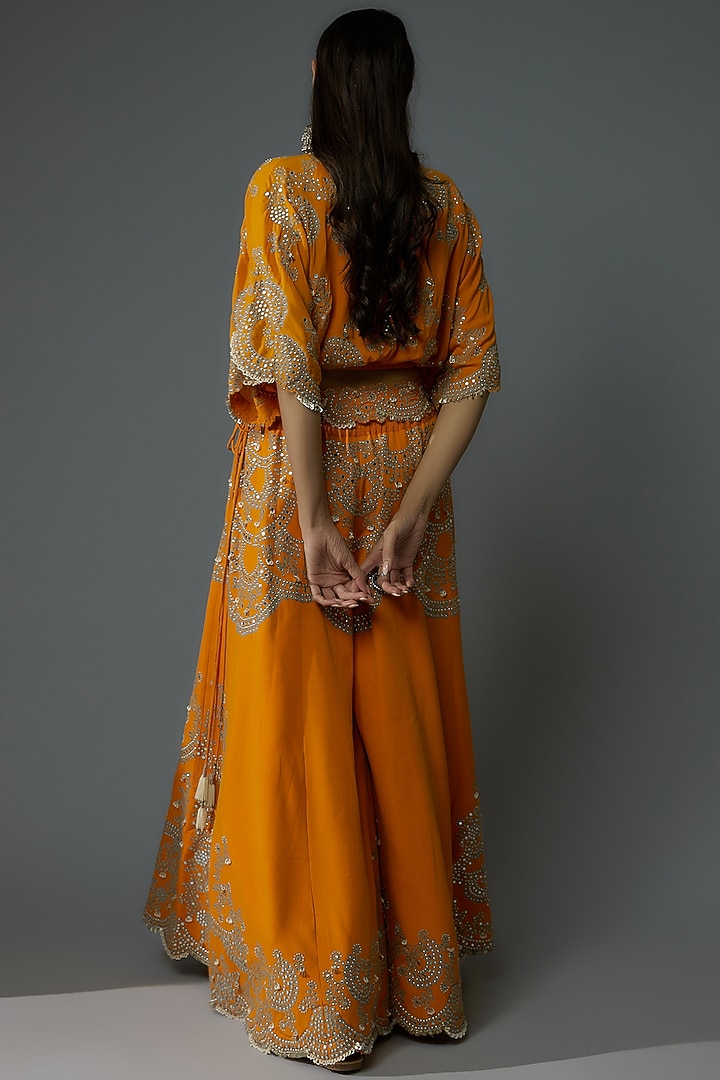 Orange Crepe Bridal Sharara Set by Nupur Kanoi at Pernia's Pop Up Shop