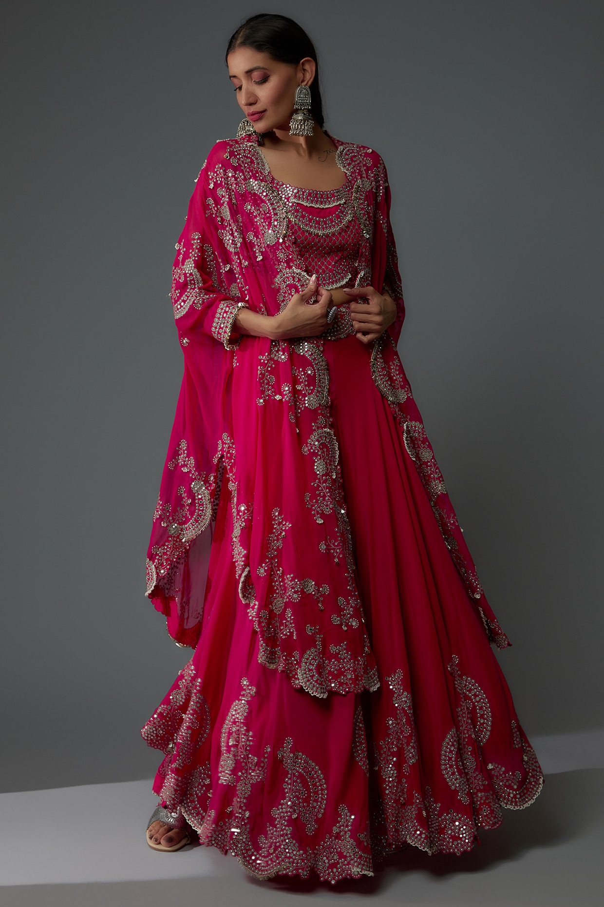 Buy Jade Cape and Dress Set by Designer Anamika Khanna Online at Ogaan.com