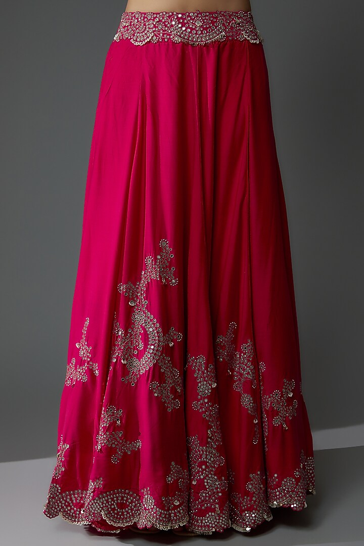 Fuchsia Silk & Crepe Embroidered Bridal Sharara Set by Nupur Kanoi at Pernia's Pop Up Shop