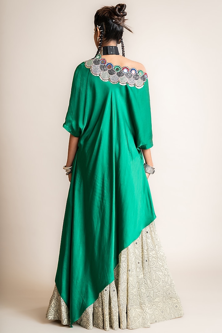 Beige Crepe Printed Wedding Lehenga Set by Nupur Kanoi at Pernia's Pop Up Shop
