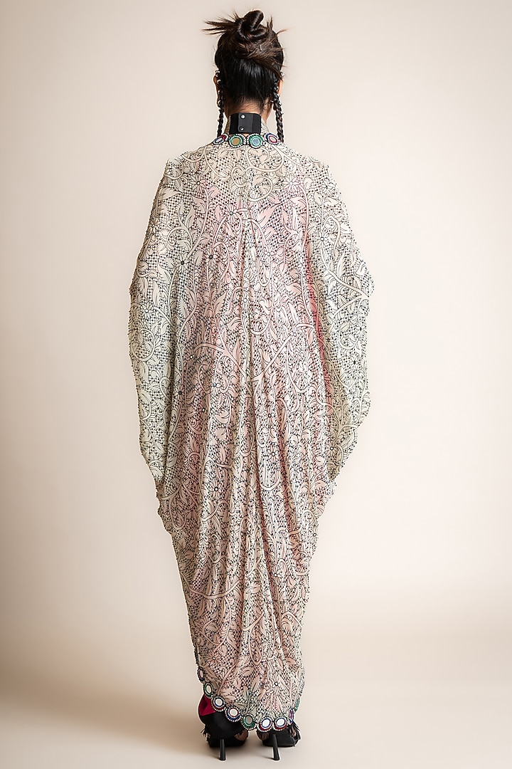 Fuchsia & Black Satin Embroidered Jacket Party Wear Dress by Nupur Kanoi at Pernia's Pop Up Shop