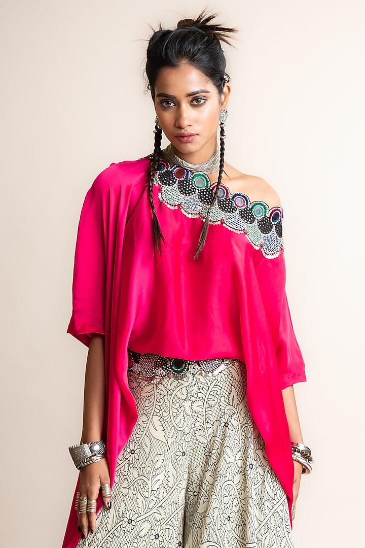 Beige Crepe Printed Wedding Lehenga Set by Nupur Kanoi at Pernia's Pop Up Shop