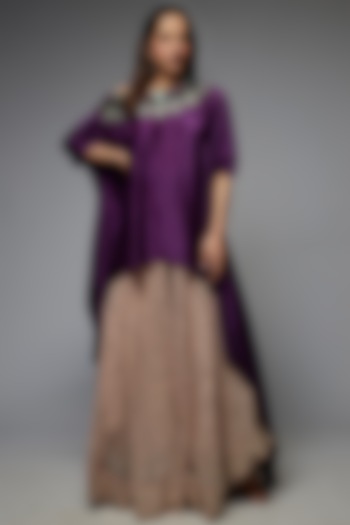 Dusty Rose Crepe Printed Wedding Sharara Set by Nupur Kanoi at Pernia's Pop Up Shop