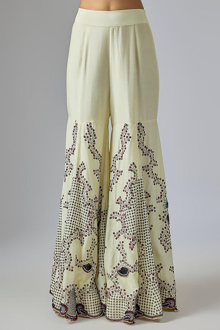 Off-White Crepe Sequin Hand Embroidered Gharara Set by Nupur Kanoi at Pernia's Pop Up Shop