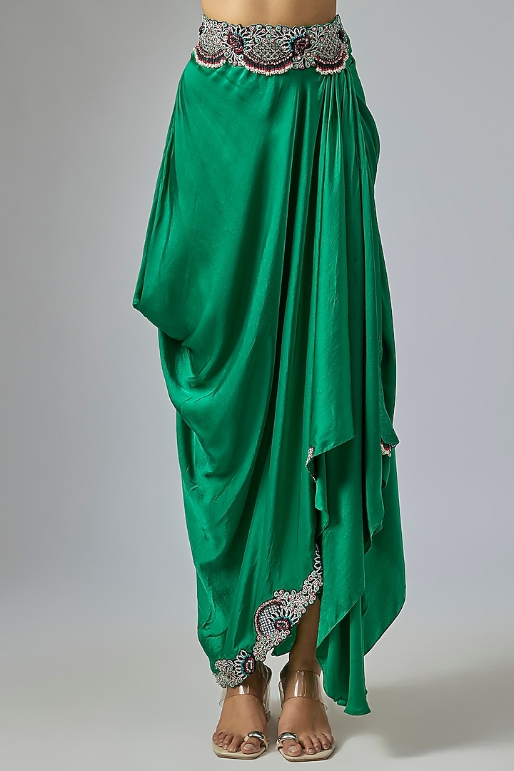 Sea Green Georgette Sequin Hand Embroidered Cape Set by Nupur Kanoi at Pernia's Pop Up Shop