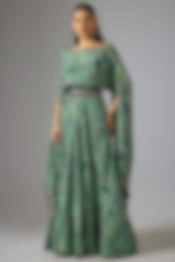 Mint Green Crepe Embroidered & Printed Wedding Lehenga Set by Nupur Kanoi at Pernia's Pop Up Shop